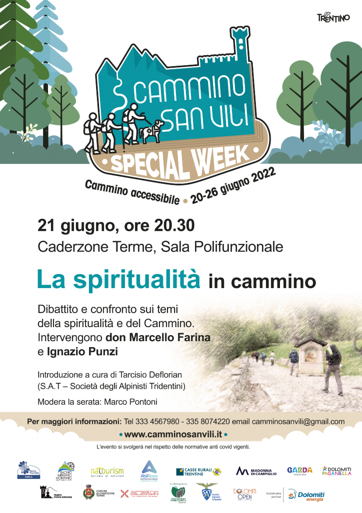 21 giugno ore 20.30 Caderzone Terme incontro "La spiritualità in cammino" con don Marcello Farina e Ignazio Punzi